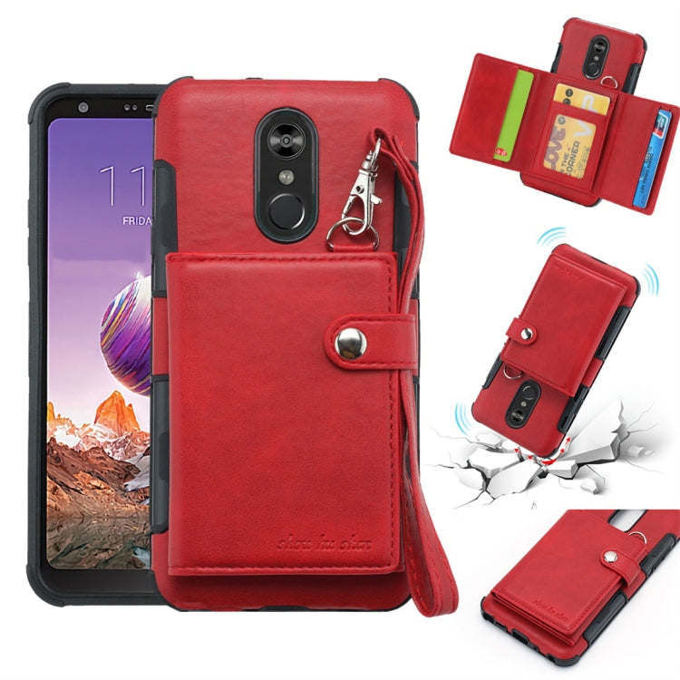 For LG Stylo 4 Shockproof PC + TPU Protective Case, with Card Slots & Wallet & Photo Frame & Lanyard