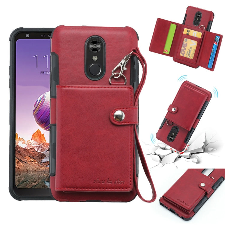 For LG Stylo 4 Shockproof PC + TPU Protective Case, with Card Slots & Wallet & Photo Frame & Lanyard