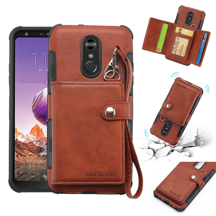 For LG Stylo 4 Shockproof PC + TPU Protective Case, with Card Slots & Wallet & Photo Frame & Lanyard