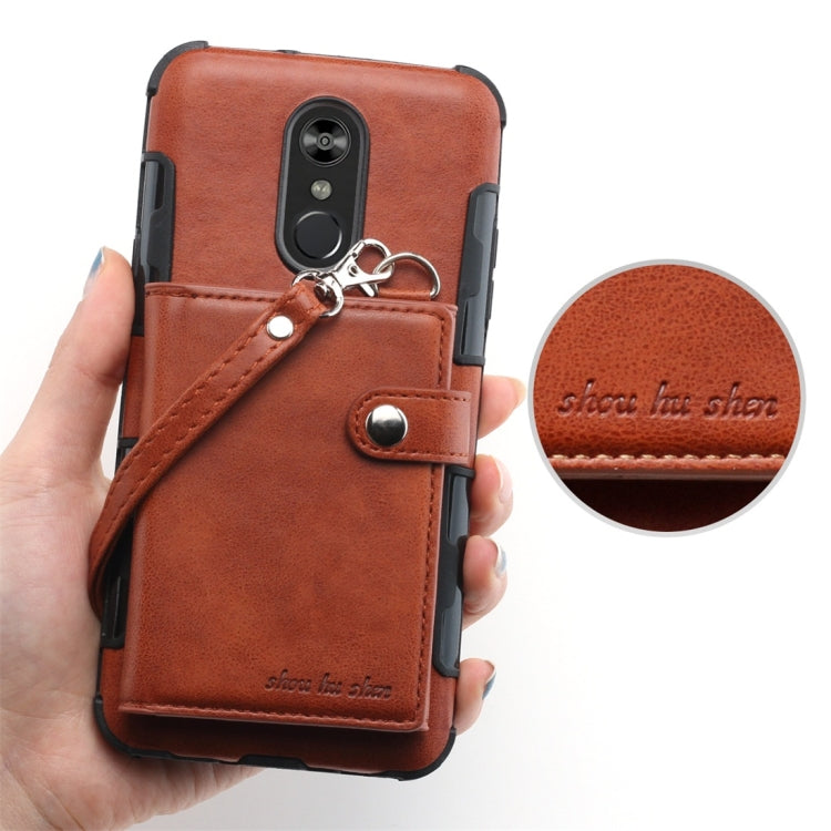 For LG Stylo 4 Shockproof PC + TPU Protective Case, with Card Slots & Wallet & Photo Frame & Lanyard