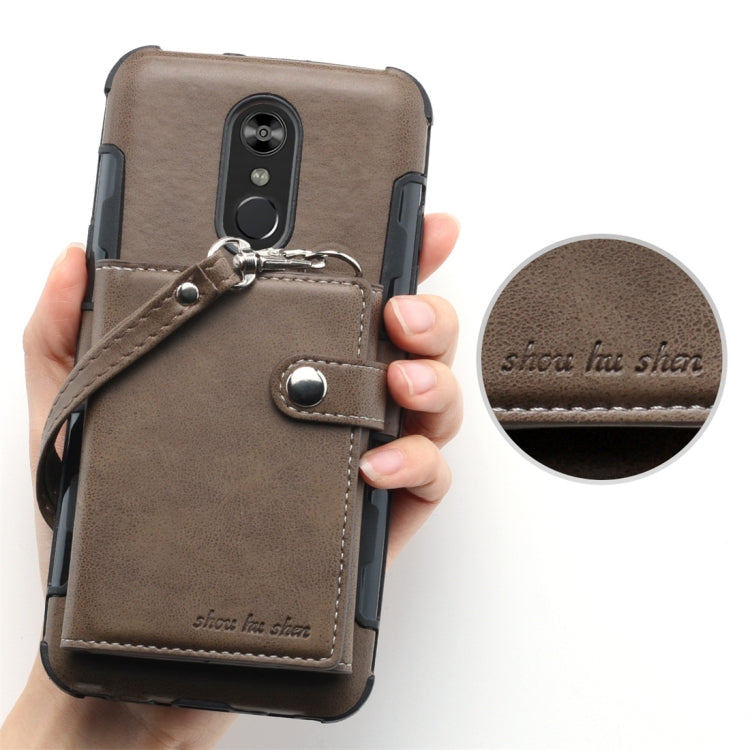 For LG Stylo 4 Shockproof PC + TPU Protective Case, with Card Slots & Wallet & Photo Frame & Lanyard