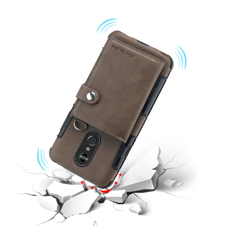For LG Stylo 4 Shockproof PC + TPU Protective Case, with Card Slots & Wallet & Photo Frame & Lanyard
