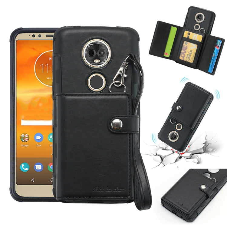 For Motorola Moto E5 Plus / E Plus Shockproof PC + TPU Protective Case, with Card Slots & Wallet & Photo Frame & Lanyard