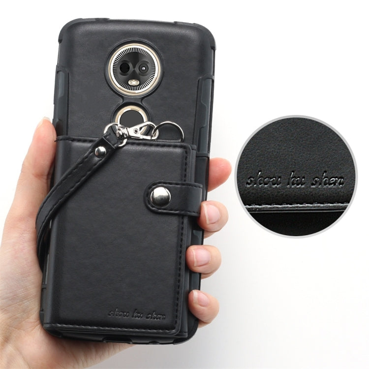 For Motorola Moto E5 Plus / E Plus Shockproof PC + TPU Protective Case, with Card Slots & Wallet & Photo Frame & Lanyard