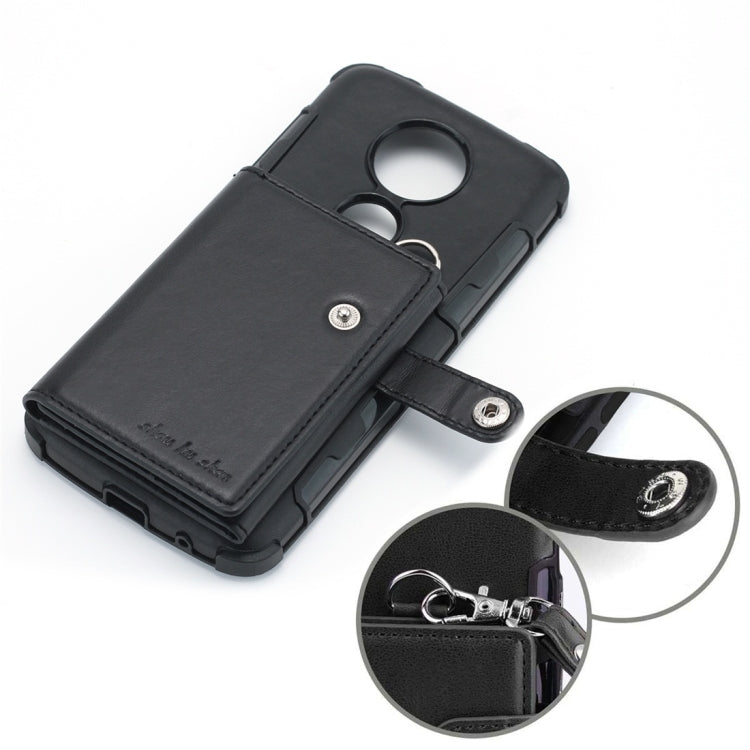 For Motorola Moto E5 Plus / E Plus Shockproof PC + TPU Protective Case, with Card Slots & Wallet & Photo Frame & Lanyard