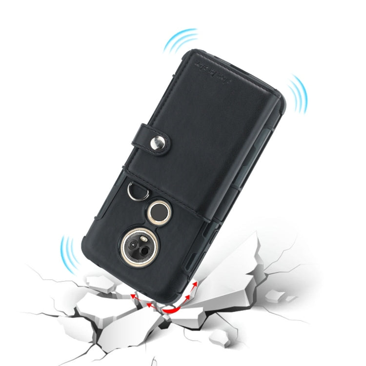 For Motorola Moto E5 Plus / E Plus Shockproof PC + TPU Protective Case, with Card Slots & Wallet & Photo Frame & Lanyard