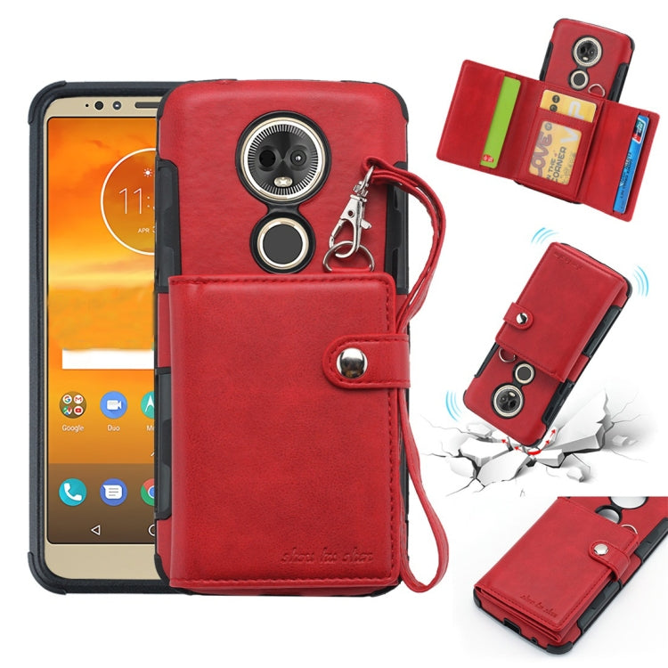 For Motorola Moto E5 Plus / E Plus Shockproof PC + TPU Protective Case, with Card Slots & Wallet & Photo Frame & Lanyard