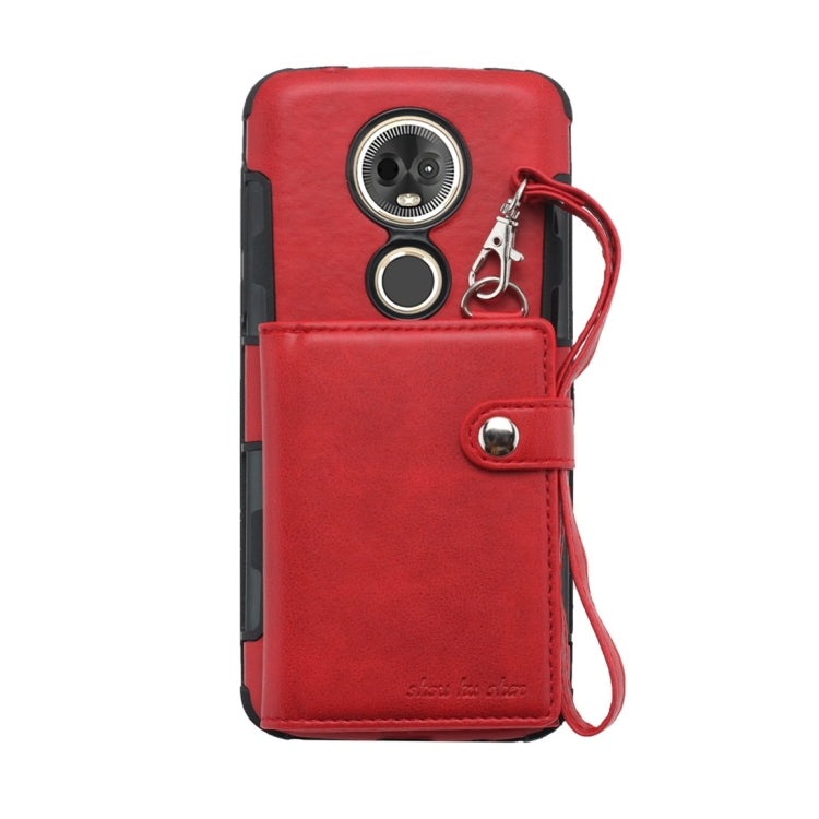 For Motorola Moto E5 Plus / E Plus Shockproof PC + TPU Protective Case, with Card Slots & Wallet & Photo Frame & Lanyard