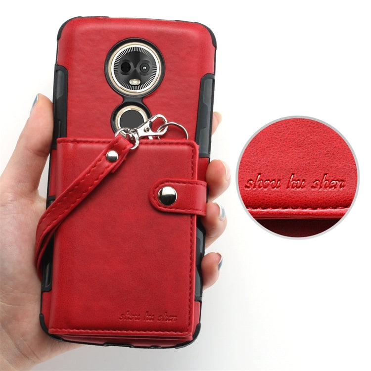 For Motorola Moto E5 Plus / E Plus Shockproof PC + TPU Protective Case, with Card Slots & Wallet & Photo Frame & Lanyard