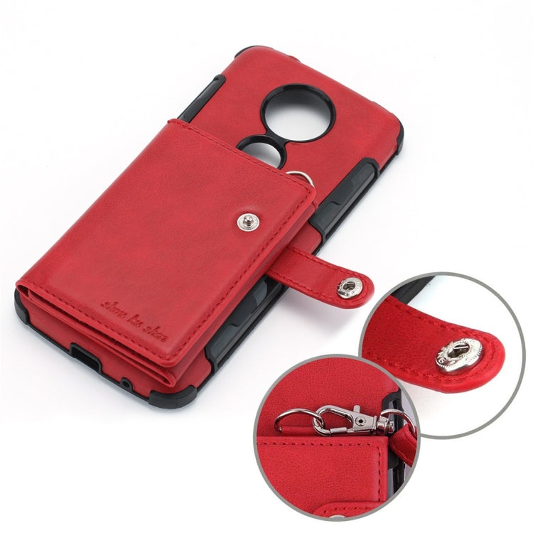 For Motorola Moto E5 Plus / E Plus Shockproof PC + TPU Protective Case, with Card Slots & Wallet & Photo Frame & Lanyard