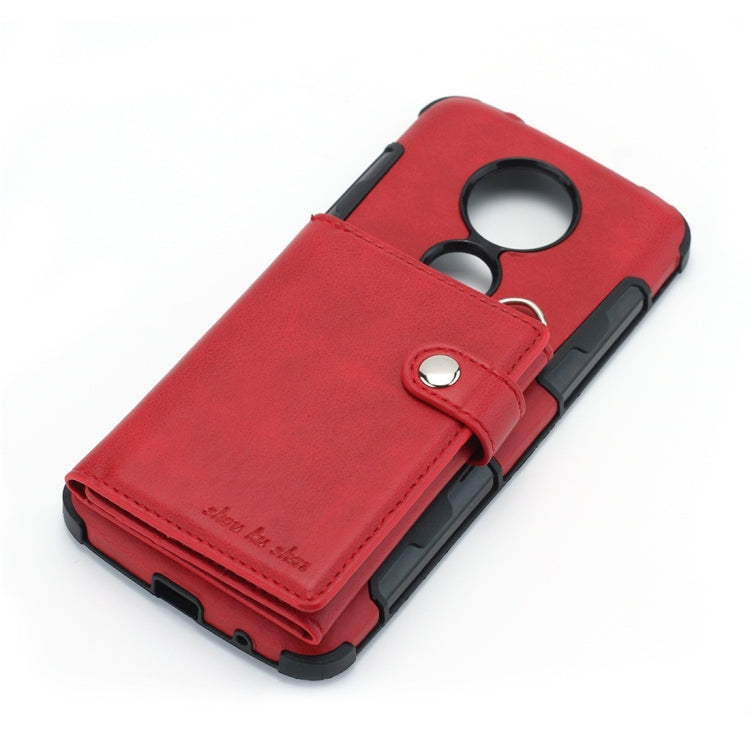 For Motorola Moto E5 Plus / E Plus Shockproof PC + TPU Protective Case, with Card Slots & Wallet & Photo Frame & Lanyard