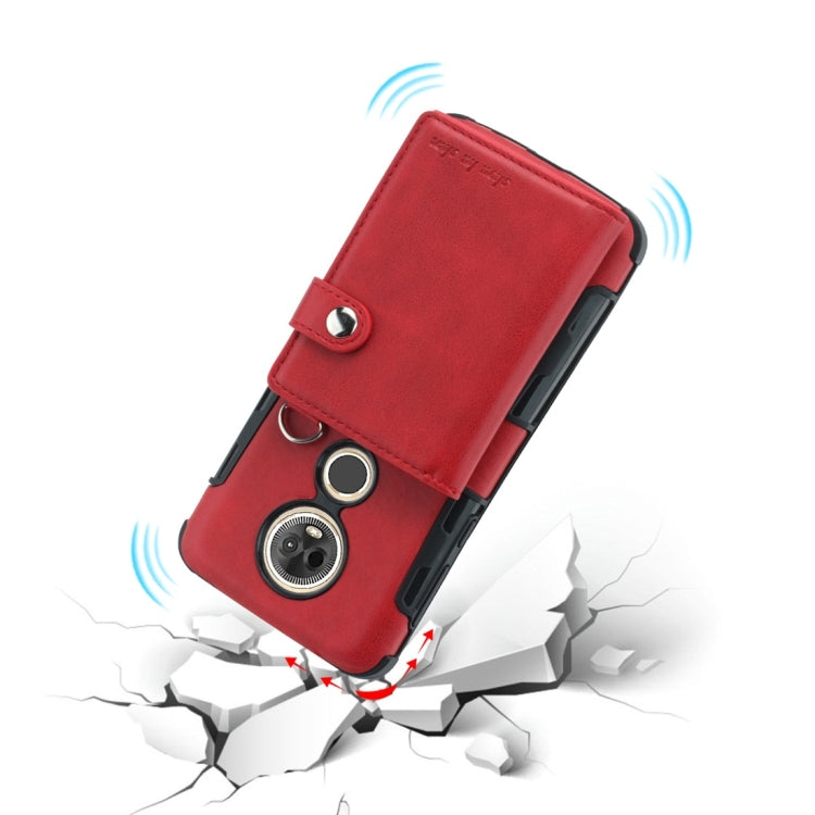 For Motorola Moto E5 Plus / E Plus Shockproof PC + TPU Protective Case, with Card Slots & Wallet & Photo Frame & Lanyard