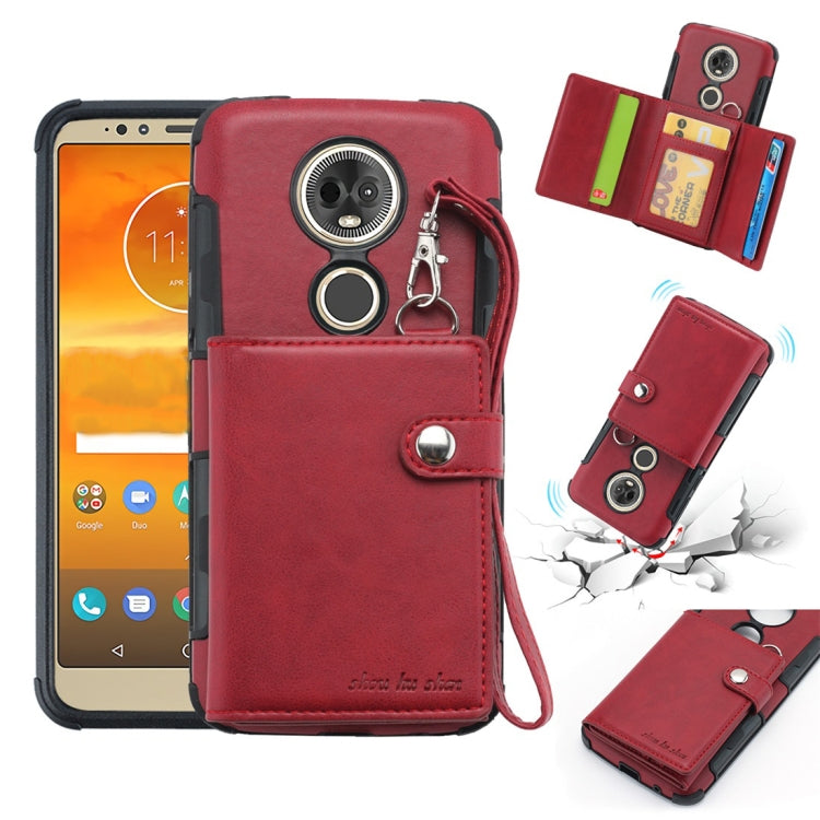 For Motorola Moto E5 Plus / E Plus Shockproof PC + TPU Protective Case, with Card Slots & Wallet & Photo Frame & Lanyard