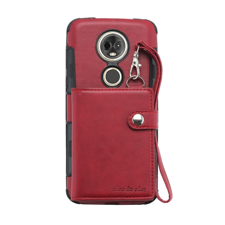 For Motorola Moto E5 Plus / E Plus Shockproof PC + TPU Protective Case, with Card Slots & Wallet & Photo Frame & Lanyard