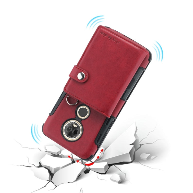 For Motorola Moto E5 Plus / E Plus Shockproof PC + TPU Protective Case, with Card Slots & Wallet & Photo Frame & Lanyard
