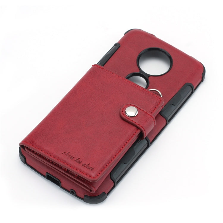 For Motorola Moto E5 Plus / E Plus Shockproof PC + TPU Protective Case, with Card Slots & Wallet & Photo Frame & Lanyard