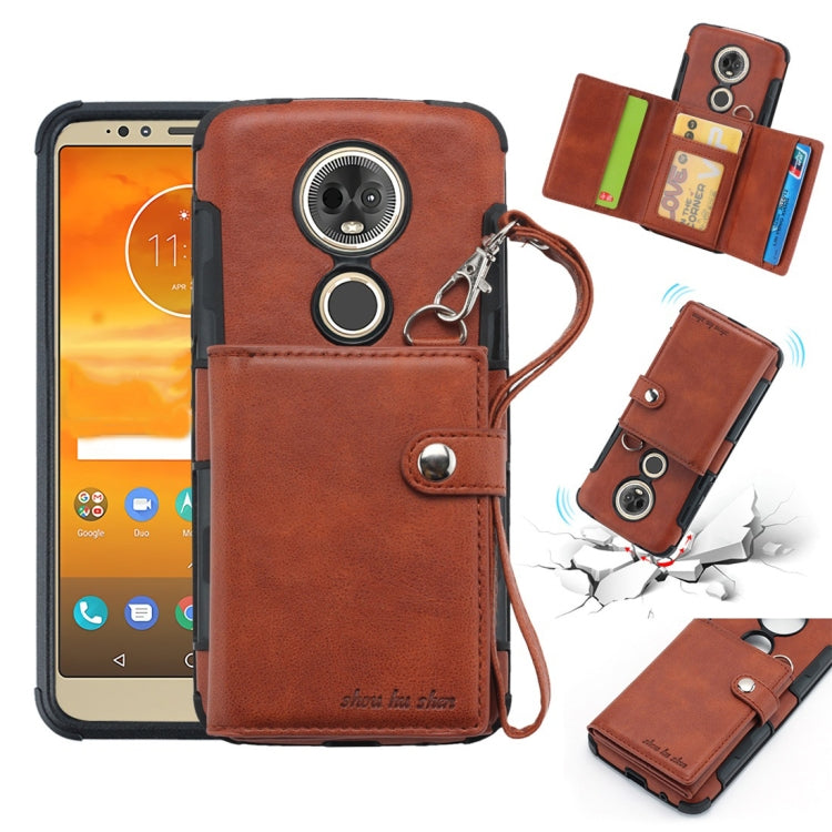For Motorola Moto E5 Plus / E Plus Shockproof PC + TPU Protective Case, with Card Slots & Wallet & Photo Frame & Lanyard