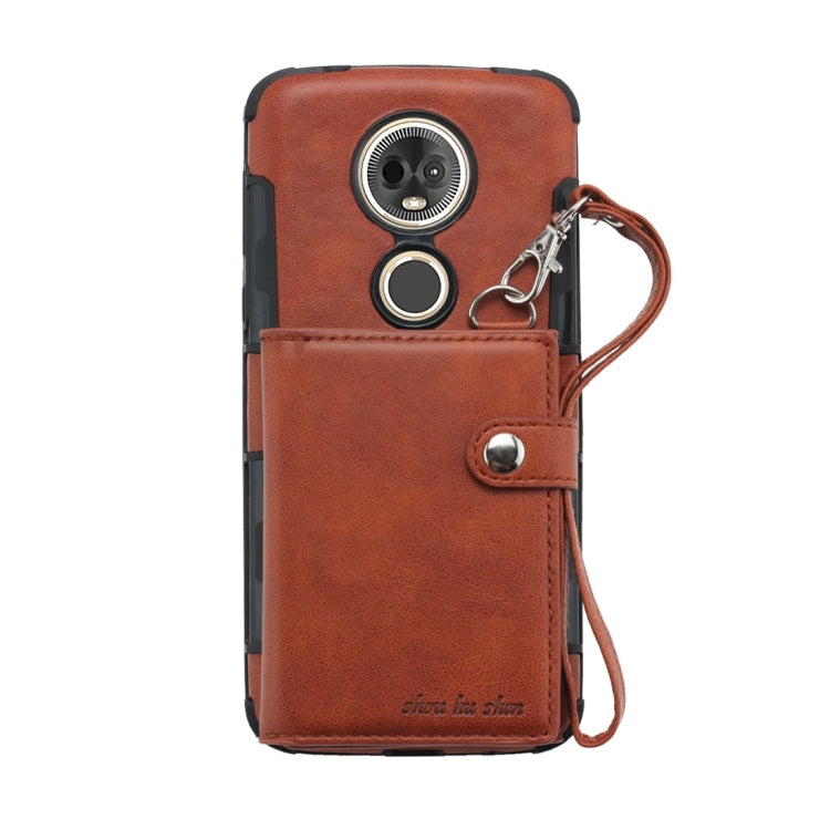 For Motorola Moto E5 Plus / E Plus Shockproof PC + TPU Protective Case, with Card Slots & Wallet & Photo Frame & Lanyard
