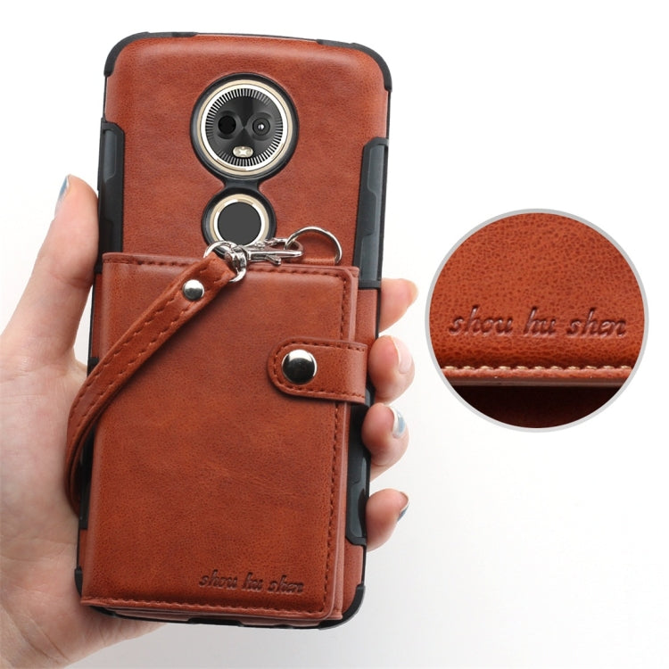 For Motorola Moto E5 Plus / E Plus Shockproof PC + TPU Protective Case, with Card Slots & Wallet & Photo Frame & Lanyard