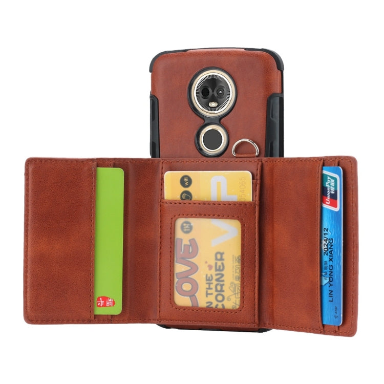 For Motorola Moto E5 Plus / E Plus Shockproof PC + TPU Protective Case, with Card Slots & Wallet & Photo Frame & Lanyard