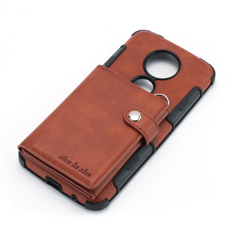 For Motorola Moto E5 Plus / E Plus Shockproof PC + TPU Protective Case, with Card Slots & Wallet & Photo Frame & Lanyard