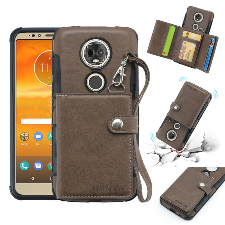 For Motorola Moto E5 Plus / E Plus Shockproof PC + TPU Protective Case, with Card Slots & Wallet & Photo Frame & Lanyard
