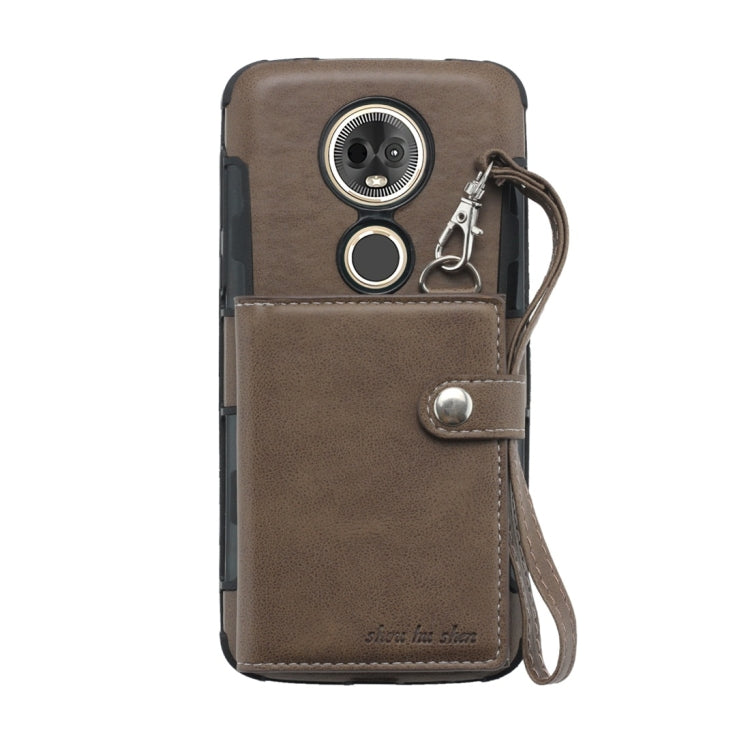 For Motorola Moto E5 Plus / E Plus Shockproof PC + TPU Protective Case, with Card Slots & Wallet & Photo Frame & Lanyard
