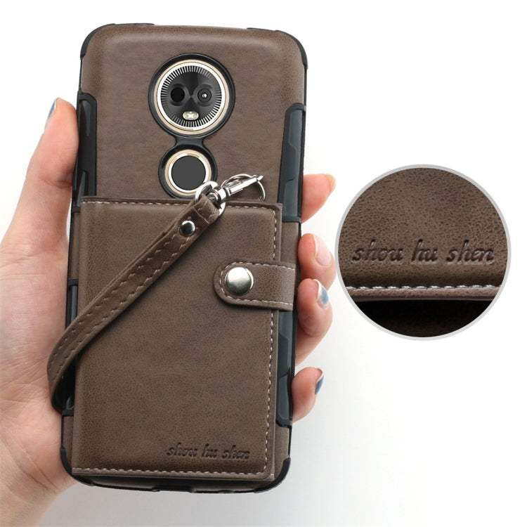 For Motorola Moto E5 Plus / E Plus Shockproof PC + TPU Protective Case, with Card Slots & Wallet & Photo Frame & Lanyard