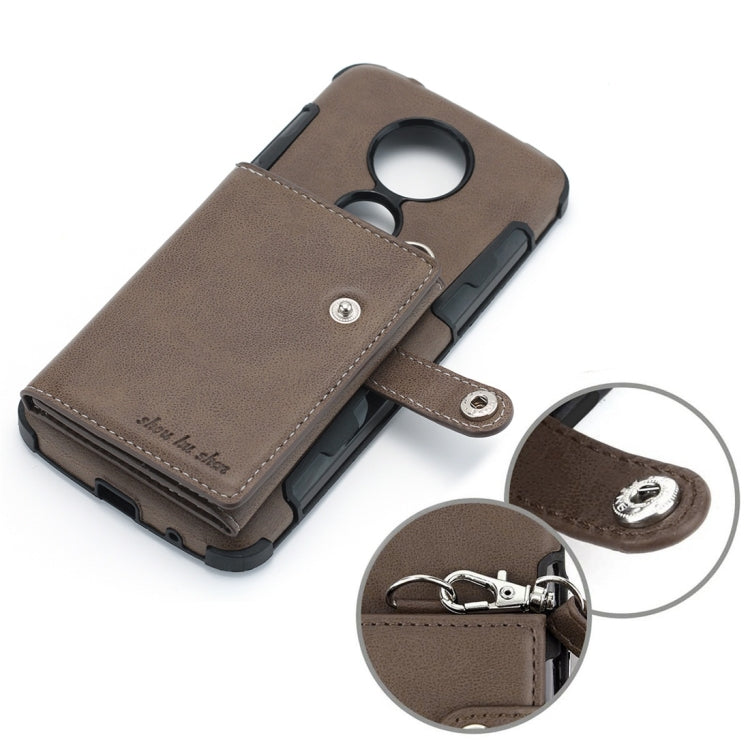 For Motorola Moto E5 Plus / E Plus Shockproof PC + TPU Protective Case, with Card Slots & Wallet & Photo Frame & Lanyard