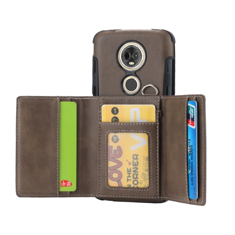 For Motorola Moto E5 Plus / E Plus Shockproof PC + TPU Protective Case, with Card Slots & Wallet & Photo Frame & Lanyard