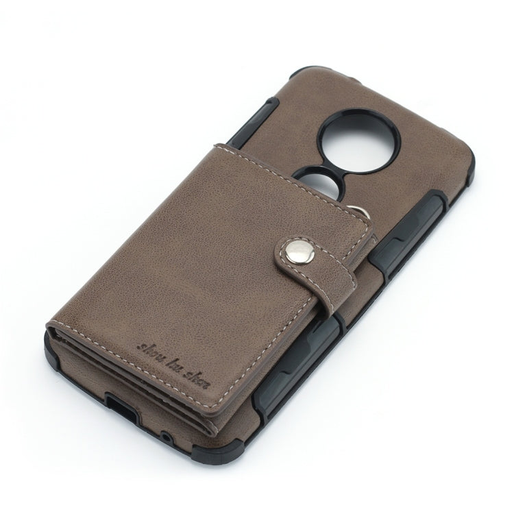 For Motorola Moto E5 Plus / E Plus Shockproof PC + TPU Protective Case, with Card Slots & Wallet & Photo Frame & Lanyard