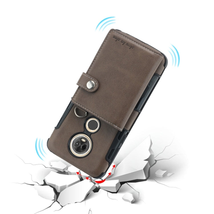 For Motorola Moto E5 Plus / E Plus Shockproof PC + TPU Protective Case, with Card Slots & Wallet & Photo Frame & Lanyard