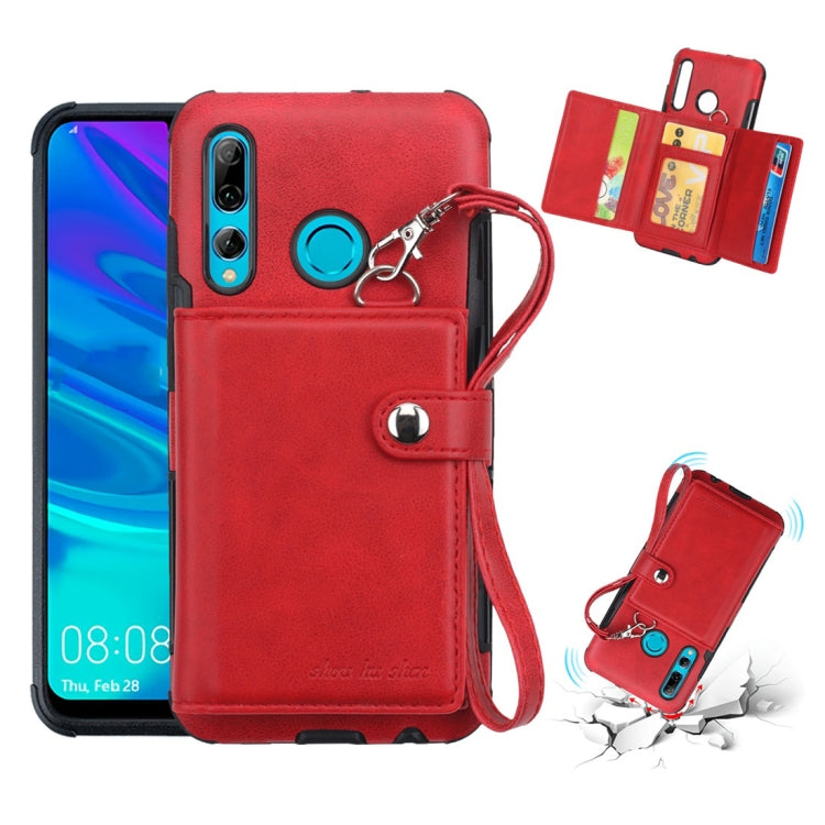 For Huawei P Smart Plus (2019) Shockproof PC + TPU Protective Case, with Card Slots & Wallet & Photo Frame & Lanyard