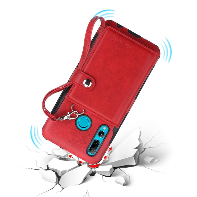 For Huawei P Smart Plus (2019) Shockproof PC + TPU Protective Case, with Card Slots & Wallet & Photo Frame & Lanyard