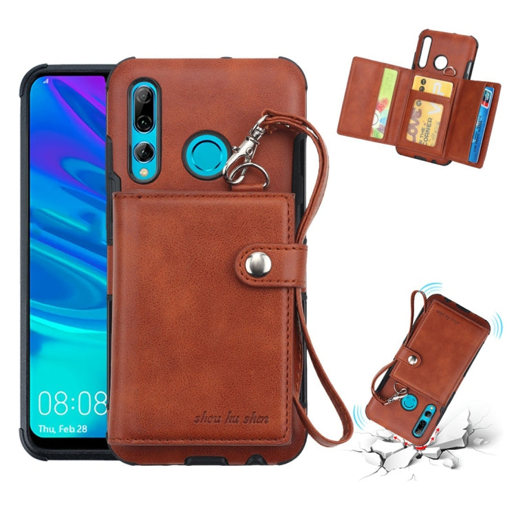 For Huawei P Smart Plus (2019) Shockproof PC + TPU Protective Case, with Card Slots & Wallet & Photo Frame & Lanyard