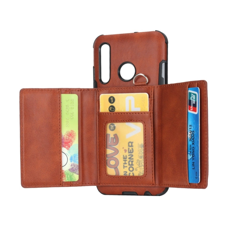 For Huawei P Smart Plus (2019) Shockproof PC + TPU Protective Case, with Card Slots & Wallet & Photo Frame & Lanyard
