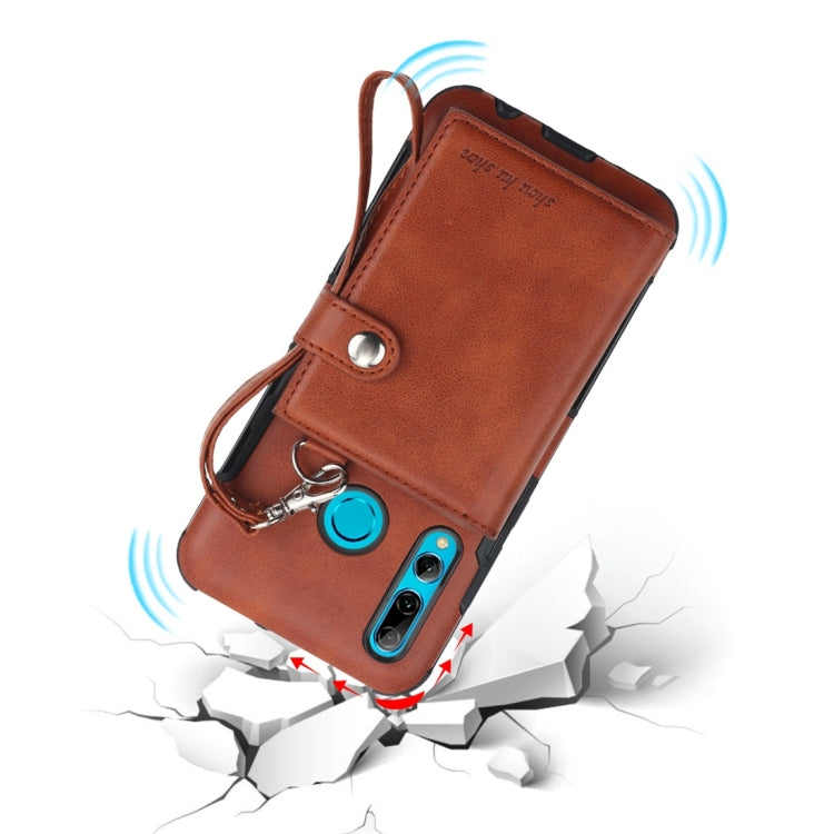 For Huawei P Smart Plus (2019) Shockproof PC + TPU Protective Case, with Card Slots & Wallet & Photo Frame & Lanyard