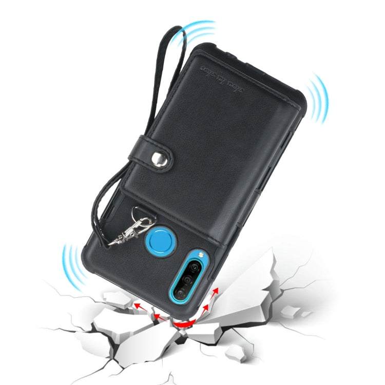 For Huawei P30 Lite Shockproof PC + TPU Protective Case, with Card Slots & Wallet & Photo Frame & Lanyard