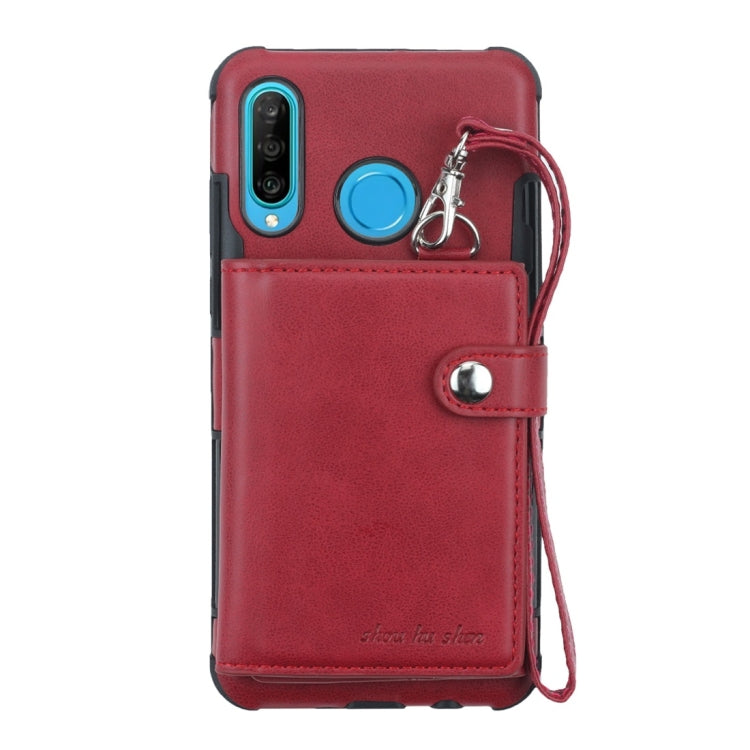For Huawei P30 Lite Shockproof PC + TPU Protective Case, with Card Slots & Wallet & Photo Frame & Lanyard