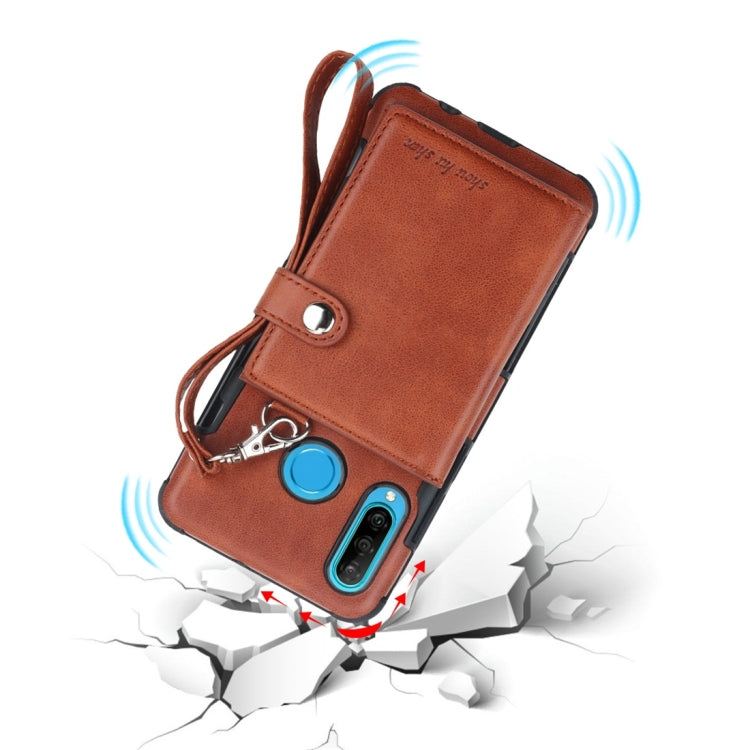 For Huawei P30 Lite Shockproof PC + TPU Protective Case, with Card Slots & Wallet & Photo Frame & Lanyard