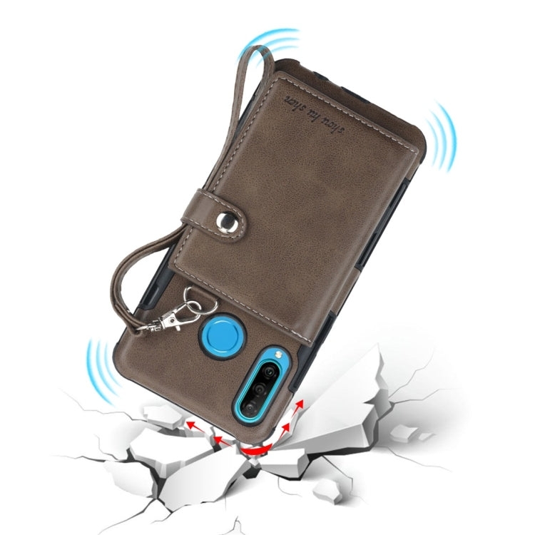 For Huawei P30 Lite Shockproof PC + TPU Protective Case, with Card Slots & Wallet & Photo Frame & Lanyard