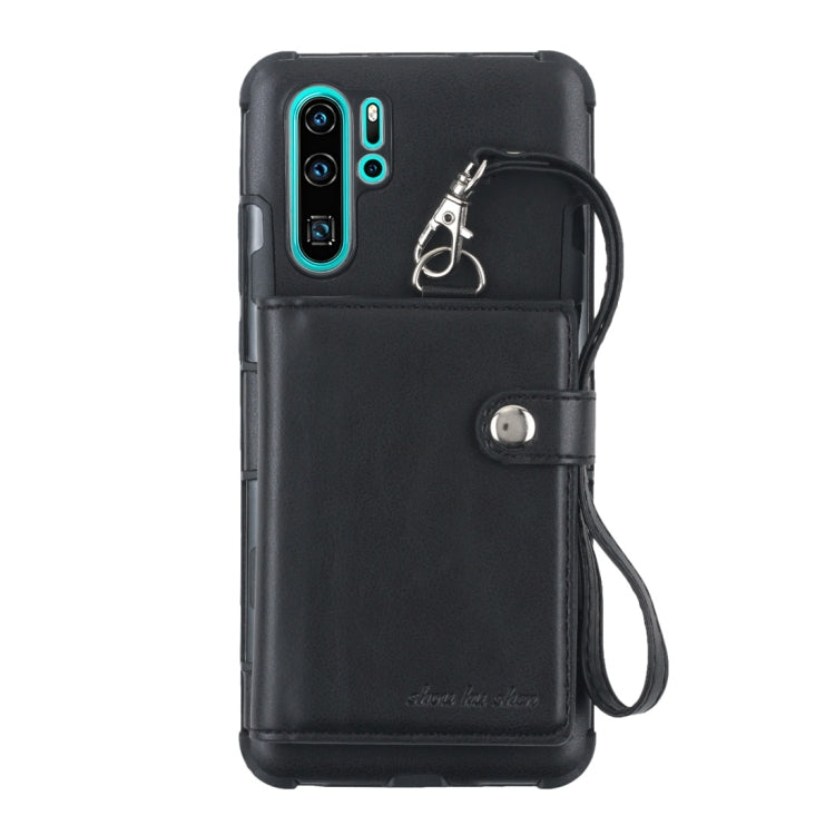 For Huawei P30 Pro Shockproof PC + TPU Protective Case, with Card Slots & Wallet & Photo Frame & Lanyard