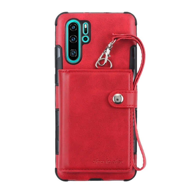 For Huawei P30 Pro Shockproof PC + TPU Protective Case, with Card Slots & Wallet & Photo Frame & Lanyard