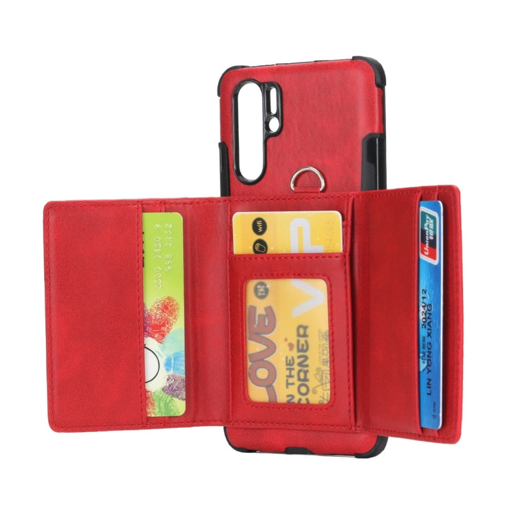 For Huawei P30 Pro Shockproof PC + TPU Protective Case, with Card Slots & Wallet & Photo Frame & Lanyard