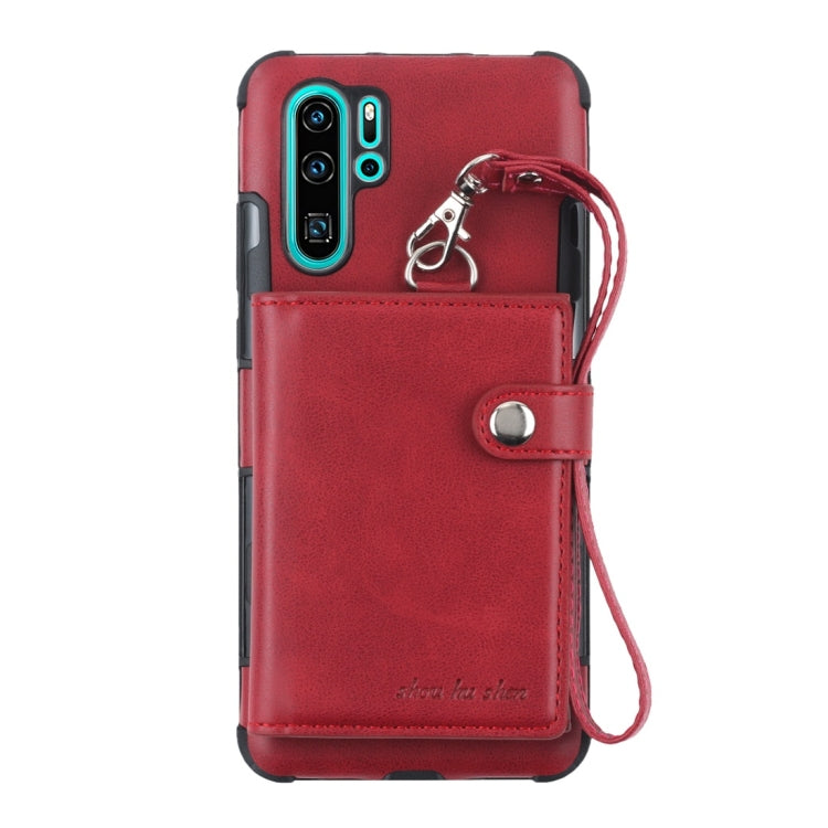 For Huawei P30 Pro Shockproof PC + TPU Protective Case, with Card Slots & Wallet & Photo Frame & Lanyard