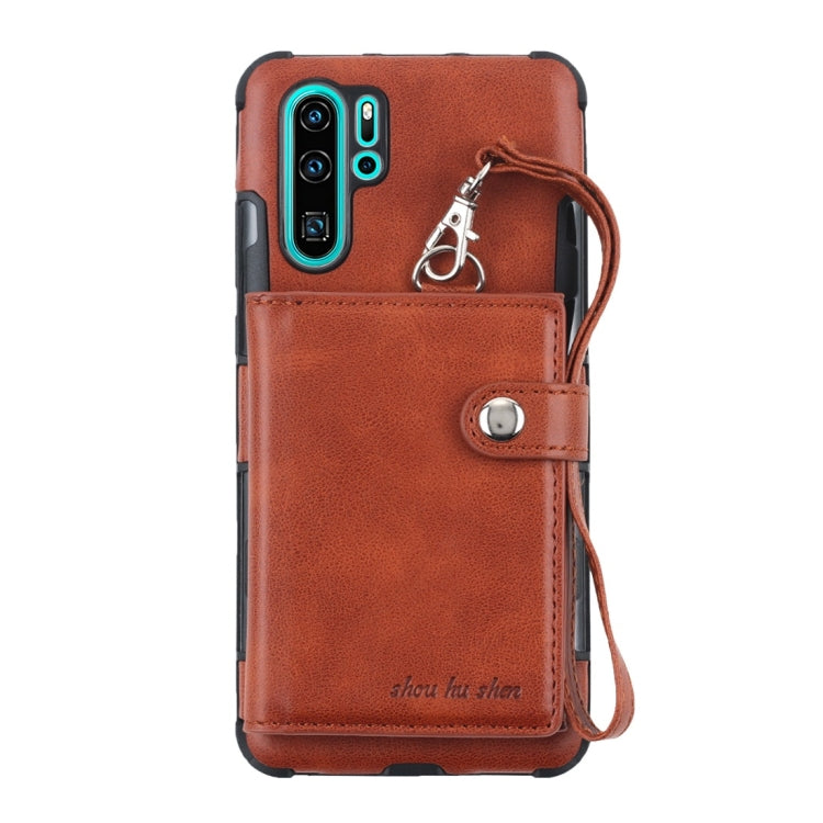 For Huawei P30 Pro Shockproof PC + TPU Protective Case, with Card Slots & Wallet & Photo Frame & Lanyard