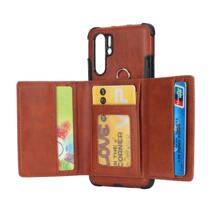 For Huawei P30 Pro Shockproof PC + TPU Protective Case, with Card Slots & Wallet & Photo Frame & Lanyard