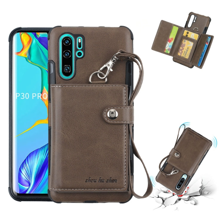 For Huawei P30 Pro Shockproof PC + TPU Protective Case, with Card Slots & Wallet & Photo Frame & Lanyard