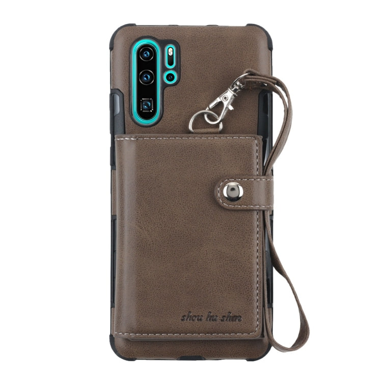 For Huawei P30 Pro Shockproof PC + TPU Protective Case, with Card Slots & Wallet & Photo Frame & Lanyard