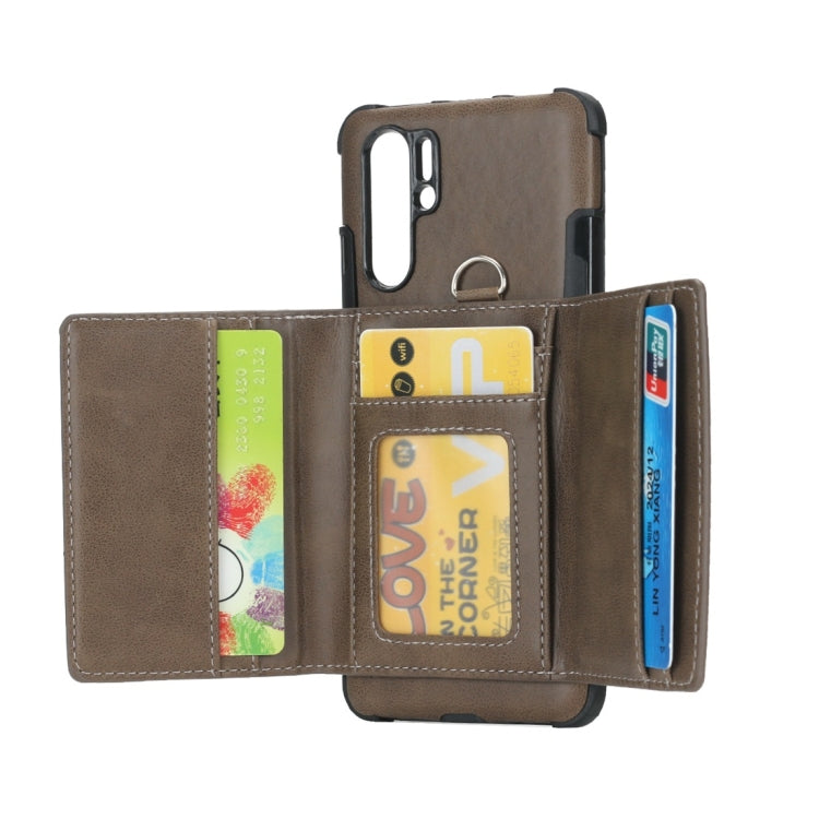 For Huawei P30 Pro Shockproof PC + TPU Protective Case, with Card Slots & Wallet & Photo Frame & Lanyard